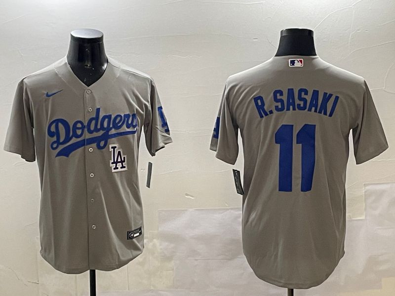 Men Los Angeles Dodgers 11 R.Sasaki Grey Game 2025 Nike MLB Jersey style 12